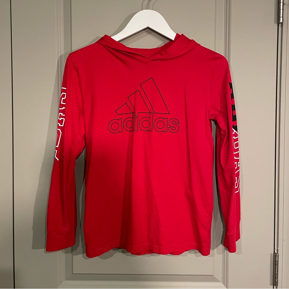 Boys Medium Adidas Hooded Long Sleeve Shirt